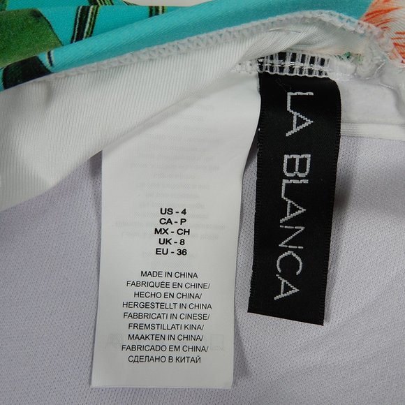 LA BLANCA Tropicalia Floral Tankini Top Size 4 XS Bright Aqua Tropical NEW - Picture 5 of 7